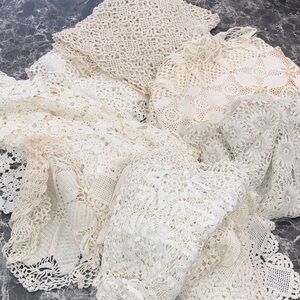 Vintage Crochet Lace Fabric Lot